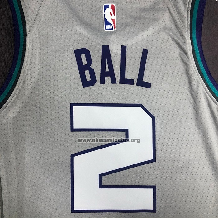 Camiseta Charlotte Hornets LaMelo Ball NO 2 Ciudad Edition Gris